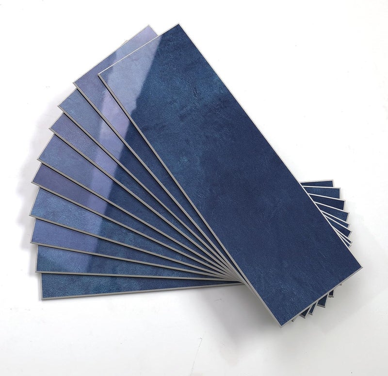 Tilingview 30 PCS Peel and Stick Backsplash Tile for Kitchen/Bathroom/Living Room, 3"x 9" Self-Adhesive Subway Tile for Backsplash, Imitation Glazed Tiles/Handmade Tiles (Glossy Navy Blue) - Image 1